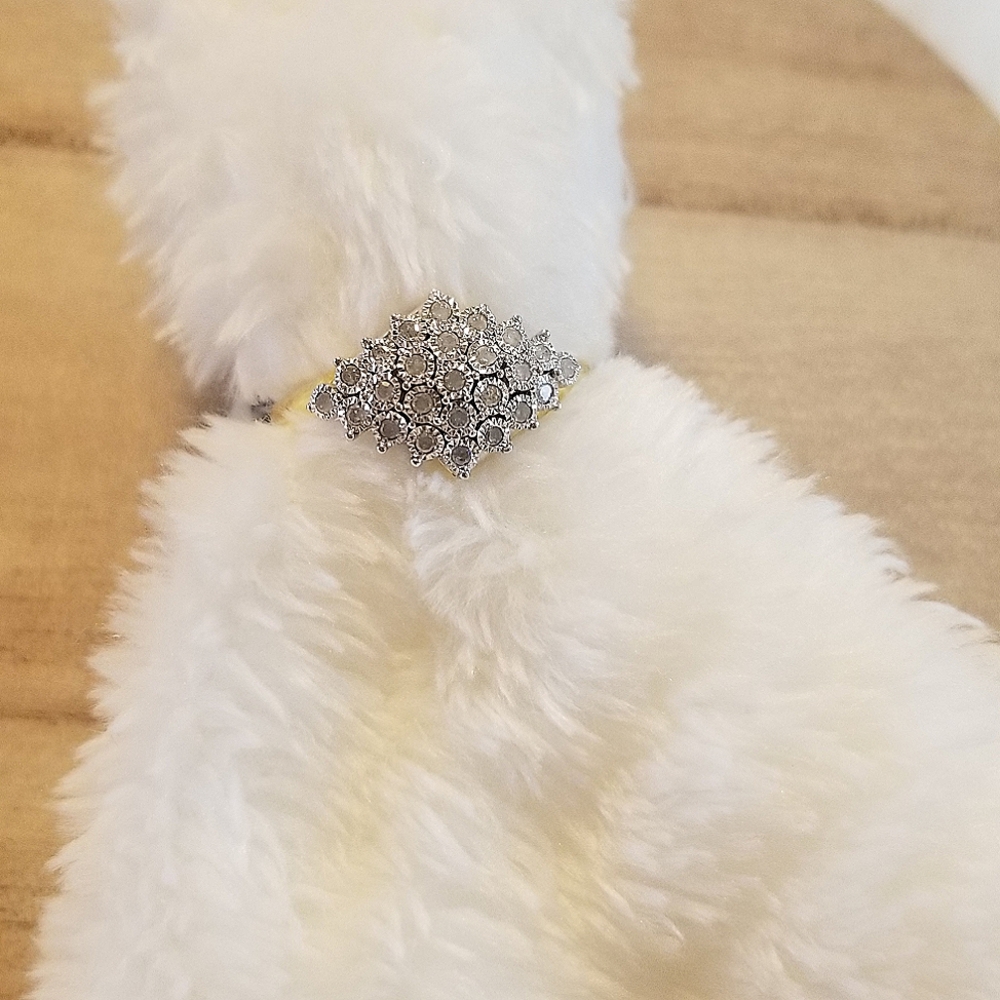 Sterling silver/ 14k gold plated diamond fashion ring